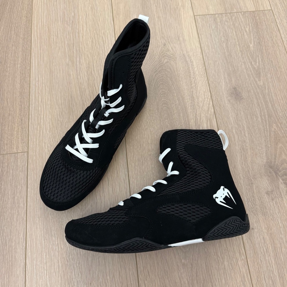 TT Venum Elite Boxing Shoes Black White High Top Mens 11.5 VENUM-04958‎ Boots